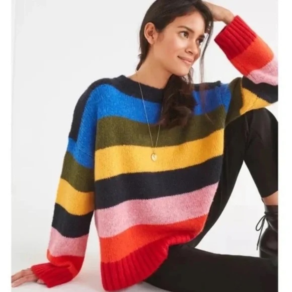 Urban Outfitters Oversized Rainbow Knit Warm Sweater Size XS